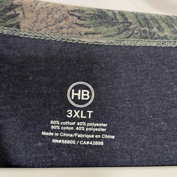 HB Mens Navy Blue Crew Neck Short Sleeve Leaf Print T-Shirt Size 3XLT Lot Of 2 - Picture 16 of 16